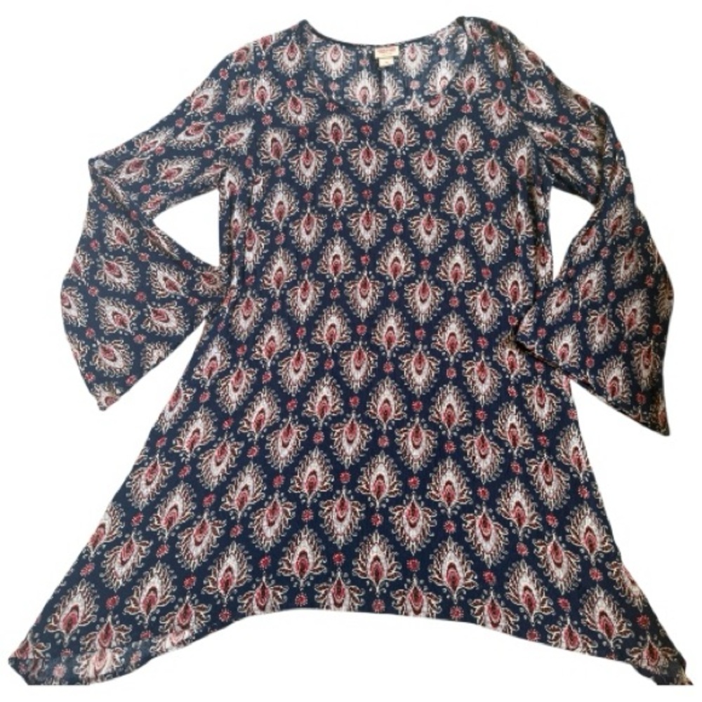 EUC Mossimo Supply Co. Blue and Red Patterned Tunic